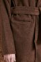 Women's Stamp Brown Pocket Belted Jacket Collar Unlined Short Oversize Winter Cardigan Coat3296300 - 7