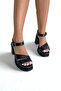 Black Platform Strappy Women's Sandals P9333 - 7