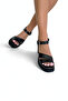 Black Platform Strappy Women's Sandals P9333 - 3