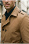 Men's Tan Seasonal Lined Belted Double Breasted Trench Coat - 2