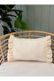 Pearl Scallop Detailed Ruffled Rectangular Ecru Color Throw Pillow Cover Bohemian Throw Pillow Cover - 8