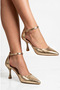 Women's Gold Evening Dress Shoes 7 cm (Full Fit) - 8