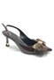 Feles Satin Bow Detail Open Back Stiletto Women's Heeled Shoes Brown - 3