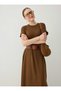 Viscose Fabric Short Sleeve Hijab Dress - Brown - - 4