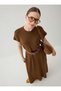 Viscose Fabric Short Sleeve Hijab Dress - Brown - - 2