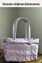Women's Lavender Puffy Tote Bag Puffy Quilted Shoulder Bag Multi-Compartment Daily Travel and Handbag - 3