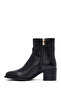 Women's Black Zippered Thick Heeled Leather Boots 25Wfd281518 - 4