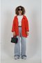 Red Off Shoulder Oversize Shirt - 3