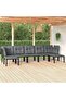 7 Piece Garden Lounge Set Black and Grey Poly Rattan