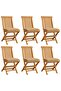 Garden Chairs with Beige Cushions 6 pcs Solid Teak Wood
