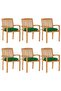 Stacking Garden Chairs with Cushions 6 pcs Solid Teak Wood