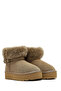 Women's Beige Thick Soled Fur Detailed Suede Leather Teddy Boots 25Wfd492410 - 5
