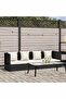 Garden Bed with Cushion & Pillows Poly Rattan Black