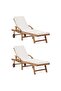 Sun Loungers with Cushions 2 pcs Solid Teak Wood Cream