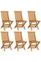 Garden Chairs with Beige Cushions 6 pcs Solid Teak Wood - 2