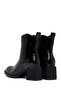 Women's Black Zippered Thick Heeled Boots 25Wfe401816 - 7