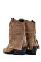 Women's Beige Short Thick Heeled Suede Leather Cowboy Boots 25Wfd270610 - 6