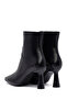 Women's Black Zippered Heeled Leather Boots 25Wfd133318 - 7