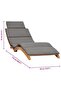 Folding Sun Lounger with Dark Grey Cushion Solid Teak Wood - 3