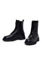 Women's Black Zippered Thick Soled Leather Boots 25Wfd511118 - 2