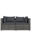 3 Piece Garden Lounge Set with Cushions Grey Poly Rattan - 2