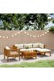 6 Piece Garden Lounge Set with Cream Cushion Solid Acacia Wood