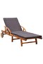 Sun Lounger with Cushion Solid Acacia Wood