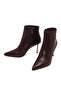 Women's Burgundy Zippered Thin Heeled Leather Boots 25Wfd101218 - 3