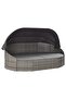 Outdoor Lounge Bed with Canopy Poly Rattan Grey - 2