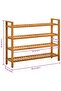 Shoe Rack with 4 Shelves 100x27x80 cm Solid Oak Wood - 3