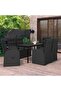 7 Piece Garden Dining Set with Cushions Black
