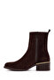 Women's Brown Zippered Short Thick Heeled Suede Leather Boots 25Wfd360610 - 2