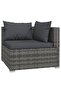 3 Piece Garden Lounge Set with Cushions Grey Poly Rattan - 4