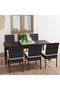 7 Piece Garden Dining Set Poly Rattan Black