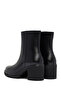 Women's Black Zippered Thick Heeled Leather Boots 25Wfd281618 - 7