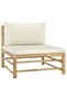 3 Piece Garden Lounge Set with Cream White Cushions Bamboo - 5