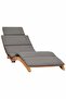 Folding Sun Lounger with Dark Grey Cushion Solid Teak Wood