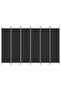 6-Panel Room Divider Black 300x200 cm Fabric - 2