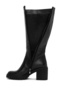 Women's Black Zippered Thick Heeled Leather Boots 25Wfd2014Ft - 8