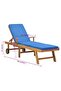 Sun Lounger with Cushion Solid Teak Wood Blue - 3