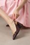 Elvin Burgundy Color Pointed Toe Heeled Shoes with Chain Accessories - 5