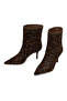 Women's Leopard Print Thin Heeled Leather Boots 25Wfd4912W2 - 3