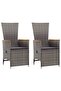 Reclining Garden Chairs 2 pcs with Cushions Poly Rattan Grey