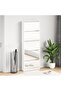 Shoe Cabinet 5-Layer Mirror White 63x17x169.5 cm