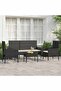 4 Piece Garden Lounge Set with Cushions Black Poly Rattan