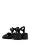 Women's Black Ankle Strap Thick Heeled Shoes Genuine Leather Sandals 25Sfd342918 - 6