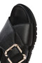 Women's Black Buckle Leather Slippers 25Sfd350718 - 8