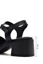 Women's Black Ankle Strap Thick Heeled Shoes Genuine Leather Sandals 25Sfd342918 - 2