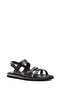 Women's Black Ankle Buckle Genuine Leather Sandals 25Sfd361818 - 6