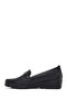 Women's Black Buckle Wedge Genuine Leather Loafer, Winter Shoes 25Afd410118 - 2